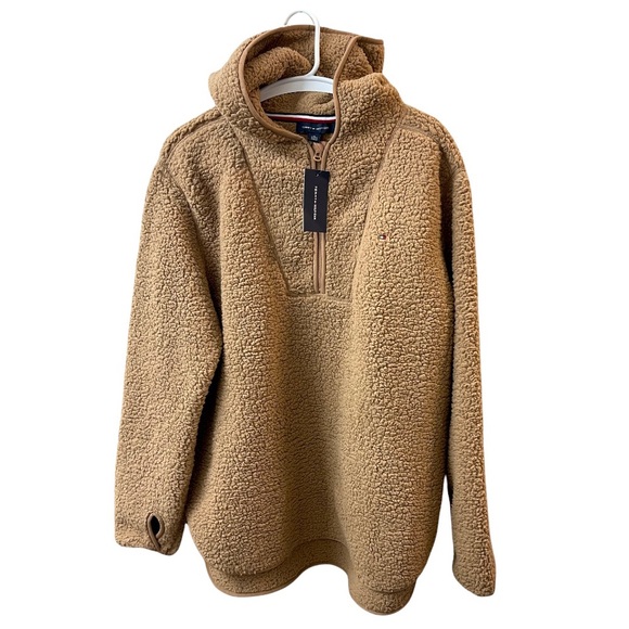 Tommy Hilfiger Jackets & Blazers - NWT Women’s Tommy Hilfiger Camel Sherpa Pullover Sweater/ Coat with Hood XL